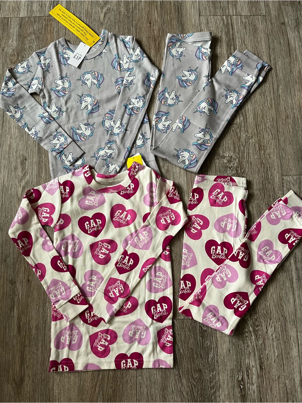 Bundle Gap Kids Barbie & Unicorn Allover Print Pajama Set 100% Organic Cotton